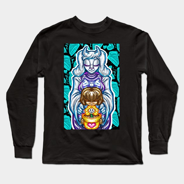 Toriel, Frisk, and Flowey Long Sleeve T-Shirt by pbarbalios